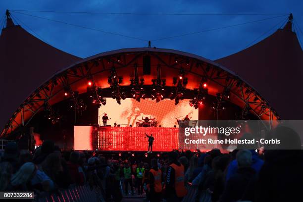 The Weeknd performs at the Roskilde Festival on June 28, 2017 in Roskilde, Denmark.
