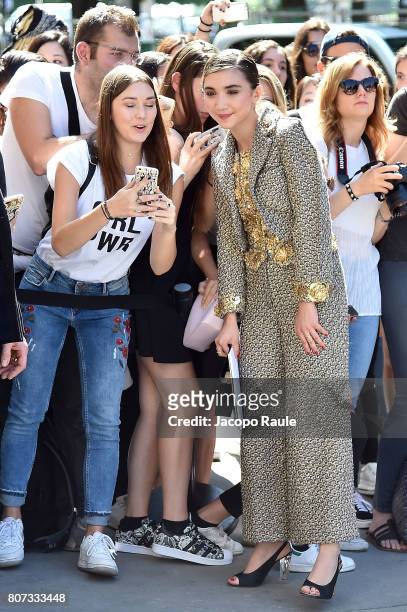 Rowan Blanchard is seen arriving at the 'Chanel' show during Paris Fashion Week - Haute Couture Fall/Winter 2017-2018 on July 4, 2017 in Paris,...