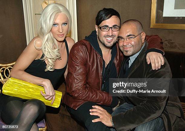 Fashion designer Phillipe Blond, Mao and celebrity stylist Nole Marin attend "Cocktails and Cufflinks" hosted by Patrick McDonald at Verdura Salon on...