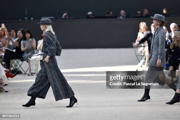 Modelsl walk the runway during the Chanel Haute Couture Fall/Winter 2017-2018 show as part of Haute Couture Paris Fashion Week on July 4, 2017 in...