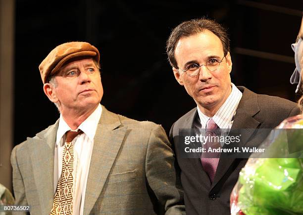 Actor Tom Wopat and composer John Bucchino take the curtain call at the opening night of "A Catered Affair" at the Walter Kerr Theater on April 17,...