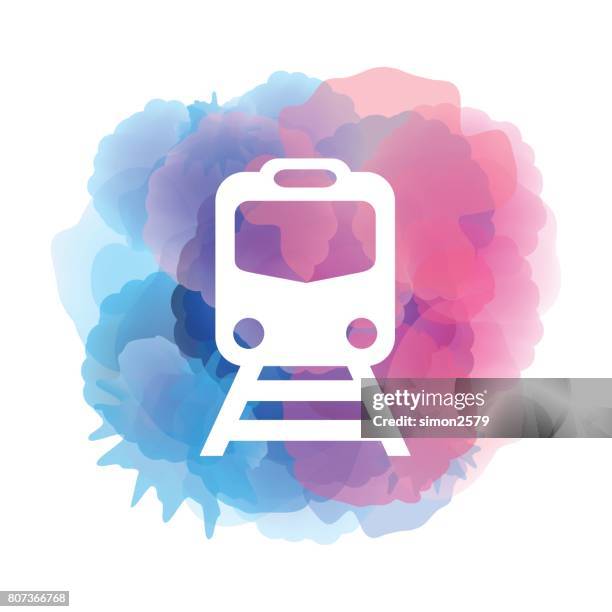 train icon on watercolor background - tourist train stock illustrations