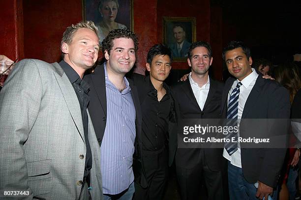Actor Neil Patrick Harris, director Jon Hurwitz, actor John Cho, director Hayden Schlossberg and actor Kal Penn attend the after party for New Line...