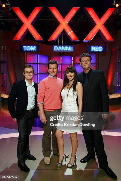 Grant Denyer, Tom Burlinson, Dannii Minogue and Red Symons pose together during a media call for "Australia's Got Talent" at Global TV on April 18,...