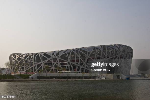 View of the National Stadium which is also known as the 'Birds Nest' on April 17, 2008. The National Stadium opened to media since Wednesday. The...