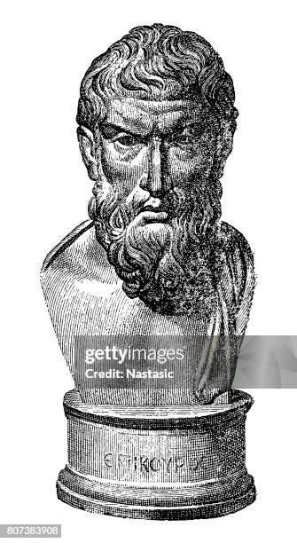ilustraciones, imágenes clip art, dibujos animados e iconos de stock de epicuro (c.341-271/270 a.c.), filósofo griego - epicuro