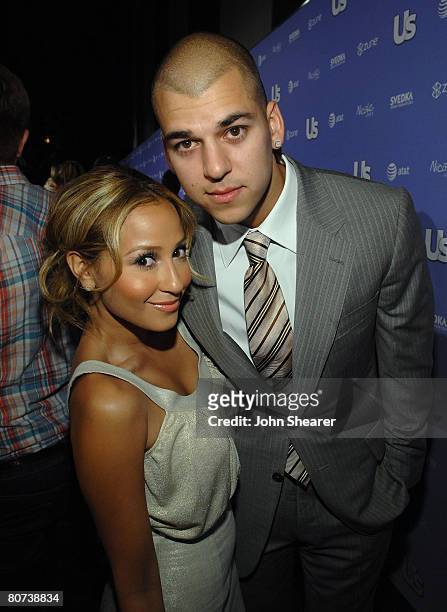 Singer Adrienne Bailon and TV personality Robert Kardashian arrives at Us Weekly Magazine's Hot Hollywood 2008 Party at Beso on April 17, 2008 in...