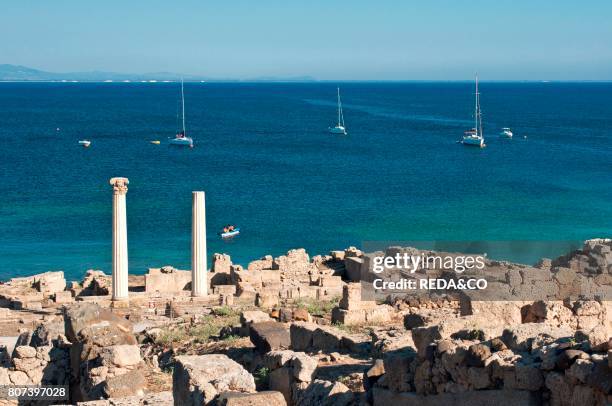 Tharros. Archeological area. Punic and Roman ruins. Sinis. Cabras. Oristano. Sardinia. Italy. Europe.