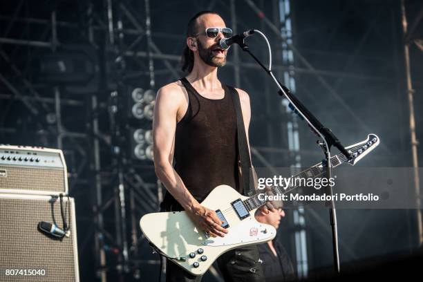 Stefan Olsdal, bassist of the band Placebo, in concert at Firenze Rocks Festival. Florence, Italy. 23rd June 2017