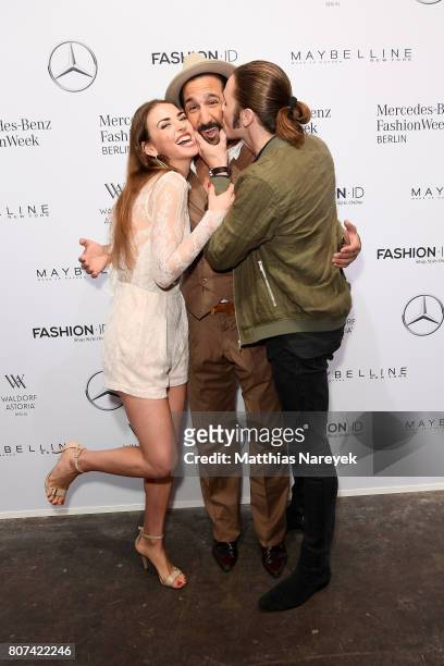 Ekaterina Leonova, Massimo Sinato and Gil Ofarim attend the Ewa Herzog show during the Mercedes-Benz Fashion Week Berlin Spring/Summer 2018 at...