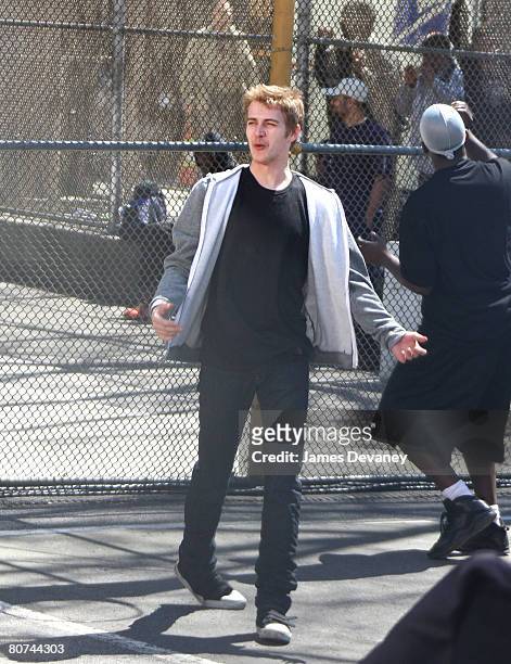 Actor Hayden Christensen filming on location for "New York, I Love You" on April 16, 2008 in New York City.