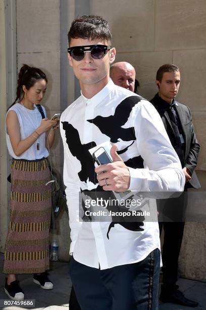 Baptiste Giabiconi is seen arriving at the 'Chanel' show during Paris Fashion Week - Haute Couture Fall/Winter 2017-2018 on July 4, 2017 in Paris,...