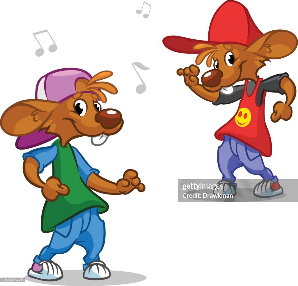 A Rapping Mouse Cartoon Dancing Mouses Illustration Of Hiphop Dancer Mouse In Fancy ...