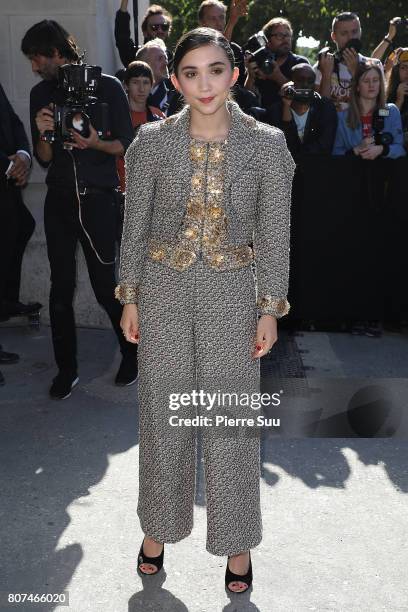 Rowan Blanchard arrives at the Chanel Haute Couture Fall/Winter 2017-2018 show as part of Haute Couture Paris Fashion Week on July 4, 2017 in Paris,...