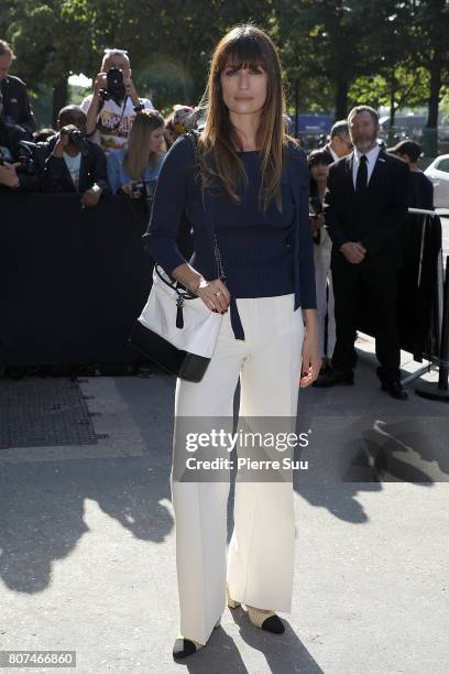 Caroline de Maigret arrives at the Chanel Haute Couture Fall/Winter 2017-2018 show as part of Haute Couture Paris Fashion Week on July 4, 2017 in...