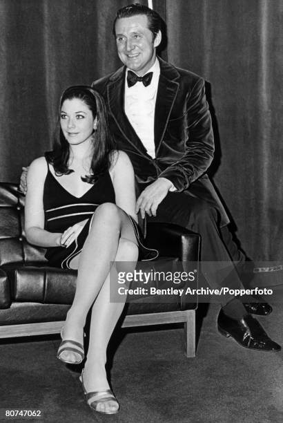 Stage and Screen, Personalities, pic: February 1968, Actors Linda Thorson pictured with her "Avengers" co-star Patrick MacNee, having just taken up...