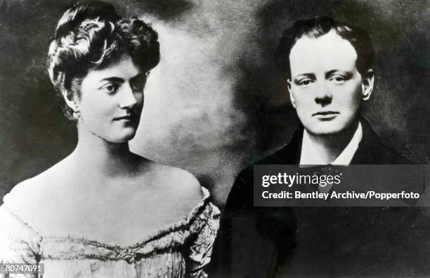 Personalities, Politics, pic: September 1908, Winston Churchill and Clementine Hozier pictured together a week before their wedding, which took place...