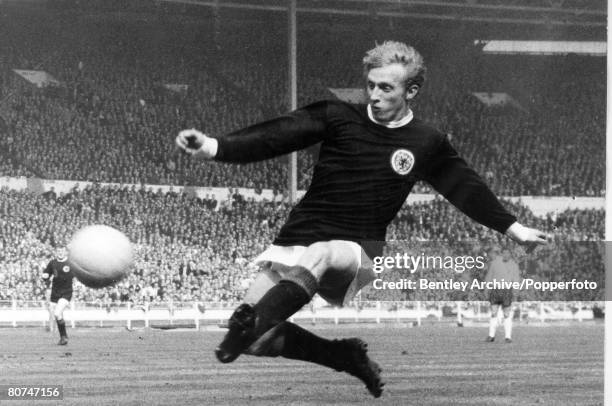 Circa 1967, England v Scotland at Wembley, Denis Law, Scotland striker, Denis Law won 55 Scotland international caps between 1959-1974