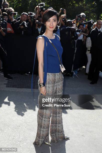 Gwei Lun-Mei arrives at the Chanel Haute Couture Fall/Winter 2017-2018 show as part of Haute Couture Paris Fashion Week on July 4, 2017 in Paris,...