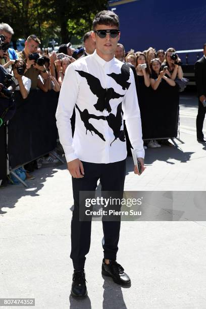 Baptiste Giabiconi arrives at the Chanel Haute Couture Fall/Winter 2017-2018 show as part of Haute Couture Paris Fashion Week on July 4, 2017 in...