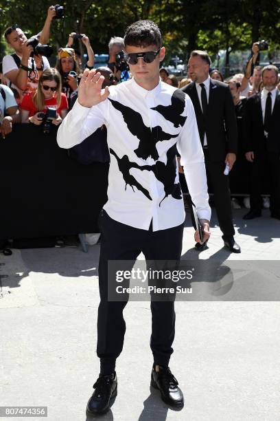 Baptiste Giabiconi arrives at the Chanel Haute Couture Fall/Winter 2017-2018 show as part of Haute Couture Paris Fashion Week on July 4, 2017 in...