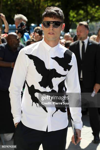 Baptiste Giabiconi arrives at the Chanel Haute Couture Fall/Winter 2017-2018 show as part of Haute Couture Paris Fashion Week on July 4, 2017 in...