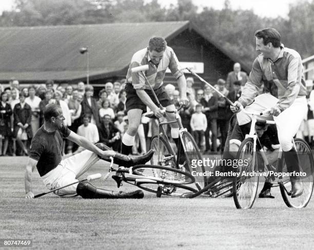 Prince Philip, Duke of Edinburgh, switched to bicycle Polo, he fell off three times and was involved with Sebastian de Ferranti in a spectacular...