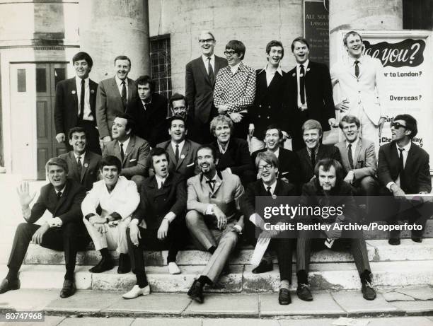 Pop Music, Disc Jockeys, pic: 4th September 1967, Popperfoto via Getty Images, Radio One DJ's, Back row, left-right, Tony Blackburn, Jimmy Young,...