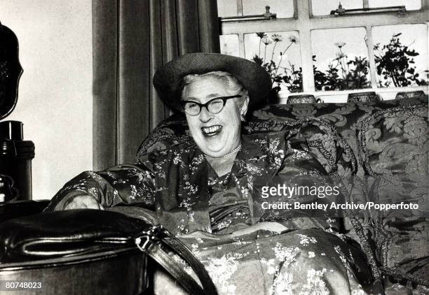 Literature, Personalities, pic: circa 1950's, English crime writer Agatha Christie in jovial mood, Agatha Christie,, the world's best known mystery...