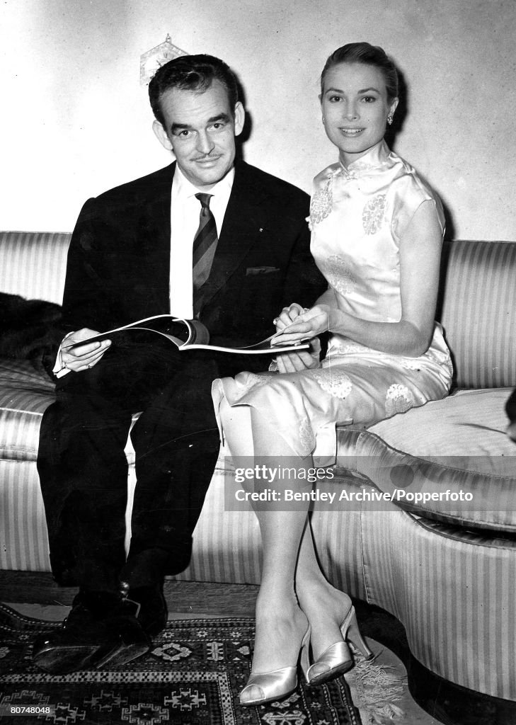 18th April 1956 Grace Kelly and Prince Rainier at their wedding at Monaco.