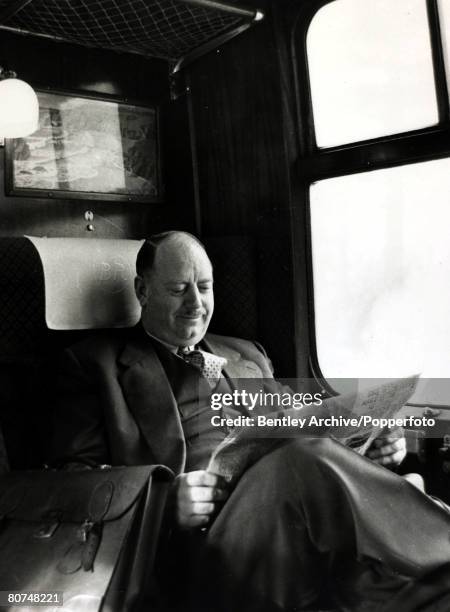 Transport, Personalities, pic: March 1962, Dr, Beeching, later Lord Beeching, on the morning train from East Grinstead, As Dr, Richard Beeching he...