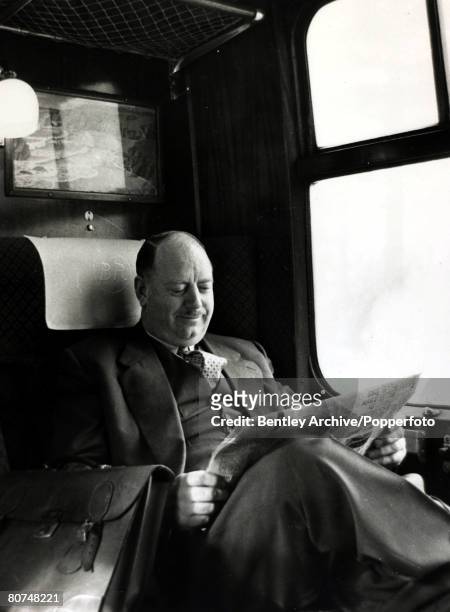 Transport, Personalities, pic: March 1962, Dr, Beeching, later Lord Beeching, on the morning train from East Grinstead, As Dr, Richard Beeching he...