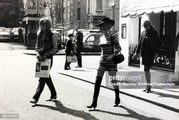 Cinema Personalities, pic: 24rd April 1968, French actress Brigitte Bardot, , disguised in a black wig to avoid the attentions of the media as she...