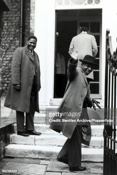 African Political Personalities, pic: 4th December 1960, Dr, Hastings Banda the leader of the Nyasaland Malawi Congress Party, right and Mr,Joshua...