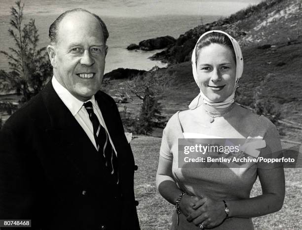 28th February 1960, Ronald Armstrong-Jones, pictured with his 3rd wife Jennifer on their honeymoon
