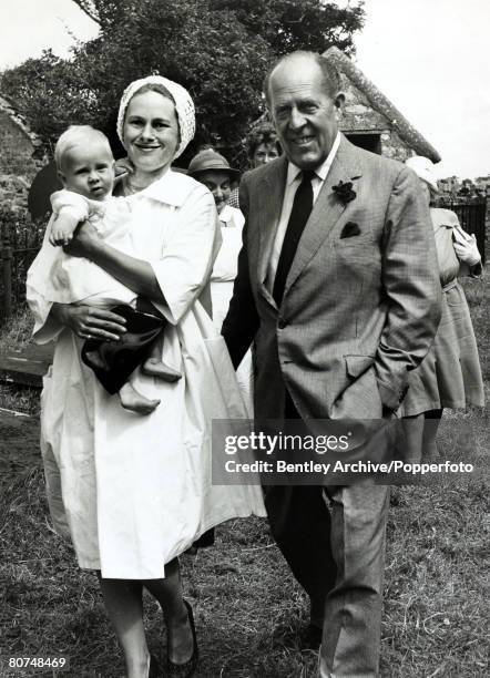 6th August 1961, Ronald Armstrong-Jones, pictured with his 3rd wife Jennifer and young son Peregrine at Baglan Church, Caernarvon