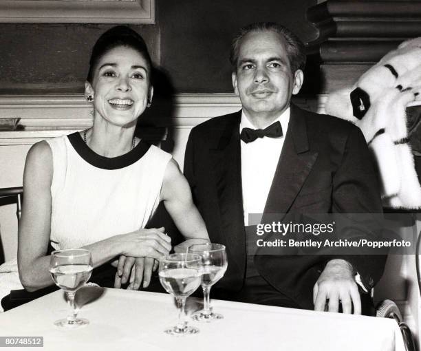 London, England, 24th December 1965, Ballet dancer Dame Margot Fonteyn and her husband Panamanian Ambassador Dr, Roberto Arias together at a...