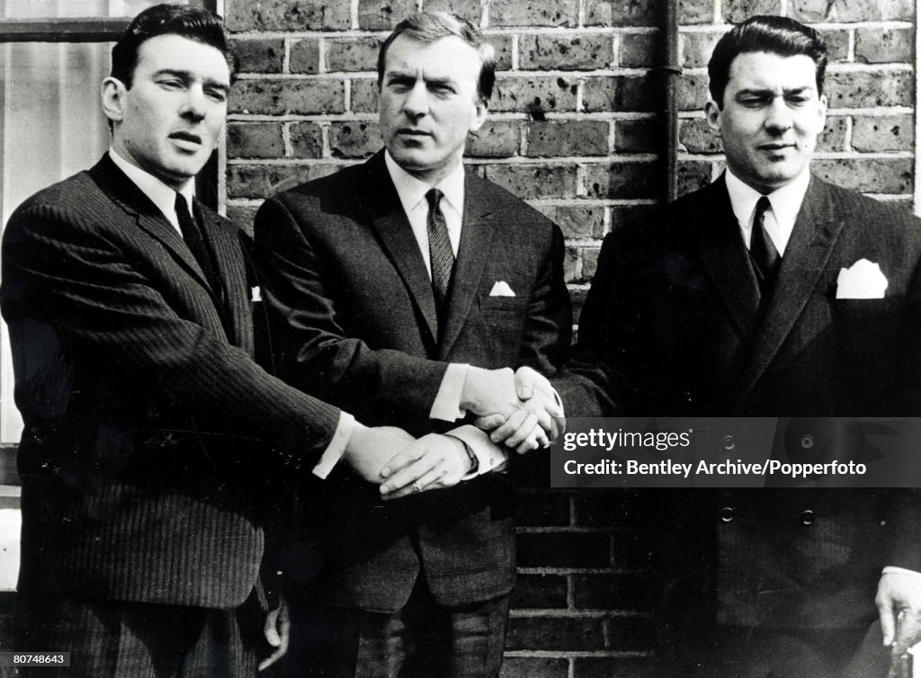 Crime 4th March 1969. The Kray Brothers,l-r, Reginald, Charles and Ronald,Reginald and Ronald were found guilty of murder at the trial at the Old Bailey, Charles guilty as an accessory.