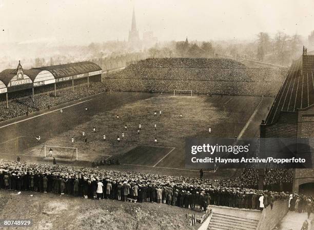 Classic Collection, Page 83 Birmingham, England, 12th March 1932, An aerial view of Villa Park, the home ground of Aston Villa, during a match