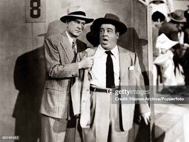 Circa 1948, Bud Abbott, with Lou Costello, right, together as Abbott and Costello they became one of America's most famous comedy duos, They are...