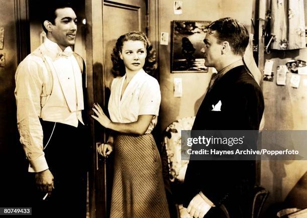 Cinema, Film actors l-r, Anthony Quinn, Ann Sheridan and James Cagney in a still from the film "City For Conquest", 1939