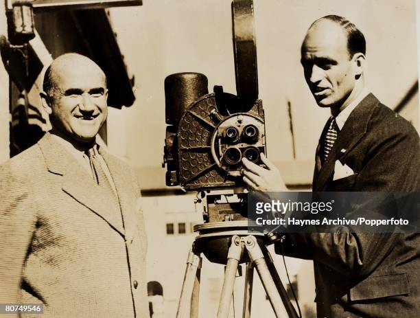 American film producer Samuel Goldwyn , left, with James Roosevelt , son of United States President Franklin Delano Roosevelt at a Hollywood film...