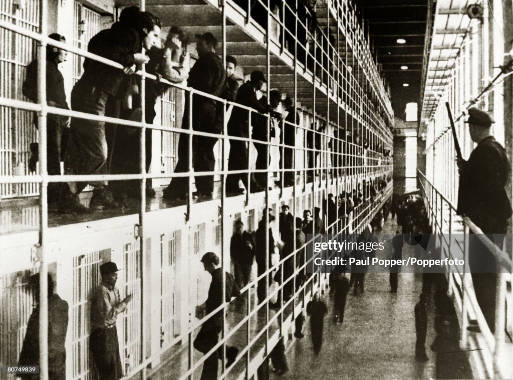 Crime and Punishment pic: circa 1950's. An interior view of San Quentin Prison, U.S.A.