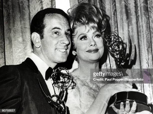 Cinema and Television Personalities, pic: 7th June1967, Lucille Ball pictured with Don Adams with their awards at the 19th Annual Awards of the...