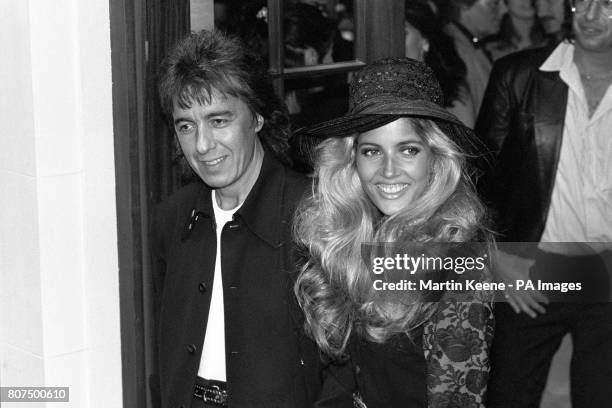 Rolling Stone Bill Wyman with his fiancee Mandy Smith at their unofficial engagement party at Wyman's new cafe restaurant Sticky Fingers.