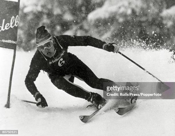 January 1968, French skier Jean-Claude Killy competing at Adelboden, Switzerland, where Killy was to win the Giant Slalom, In the 1968 Winter...