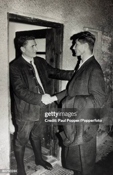 Personalities, Germany, Missionaries, pic: December 1964, Father Martin Borman Jnr, right, a young missionary, welcomed home by his younger brother...