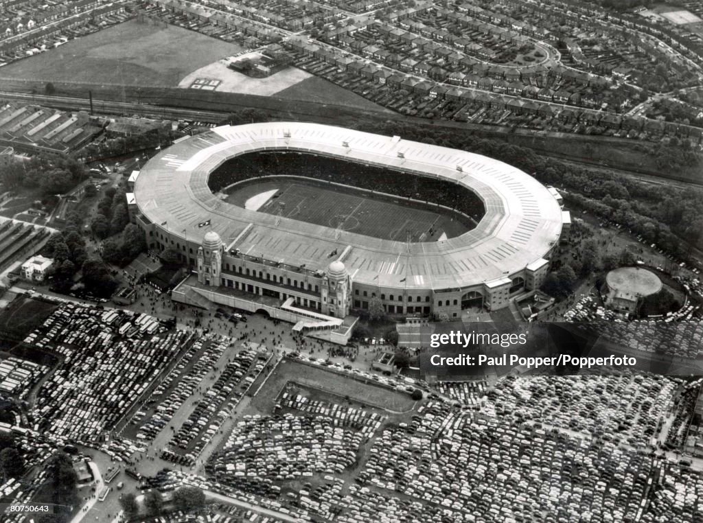 World Cup Finals, 1966 England. London. An aerial view of Wembley Stadium, venue of the 1966 World Cup Final.