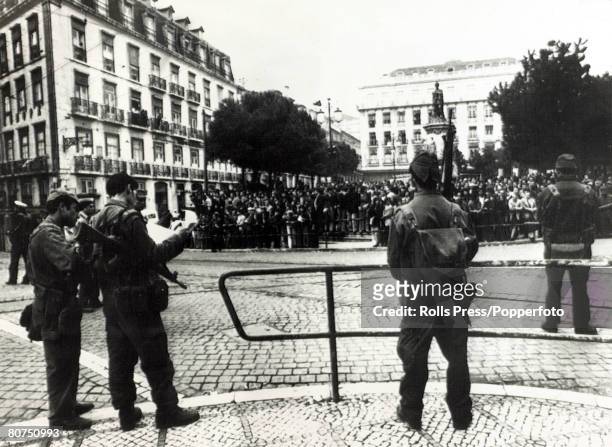 Politics/Military Coup, Portugal, pic: 26th April 1974, Lisbon, Military troops continues to patrol the city following the coup, General Antonio...