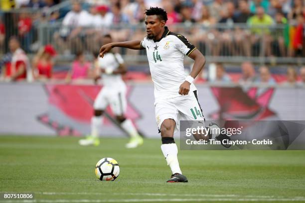 July 1st: Jerry Akaminko of Ghana in action during the United States Vs Ghana International Soccer Friendly Match at Pratt & Whitney Stadium on July...